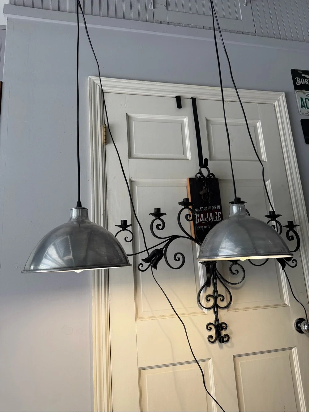 Pair of Industrial Silver Metal Dome Plug-in Pendant Light 16’ cord